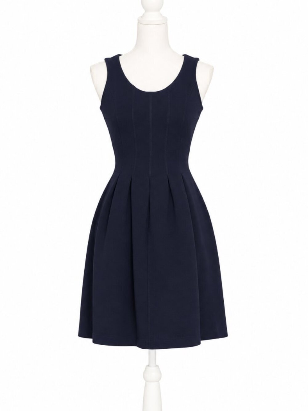 J. CREW Navy Blue Structured Stretch Pleated Fit & Flare Scuba Dress Size 0